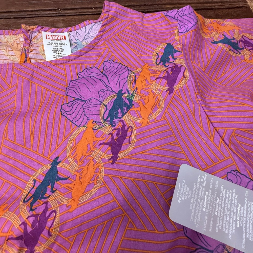 Disney Marvel Black Panther World of Wakanda Purple Peplum Top Plus Size 3X NEW - Picture 10 of 10